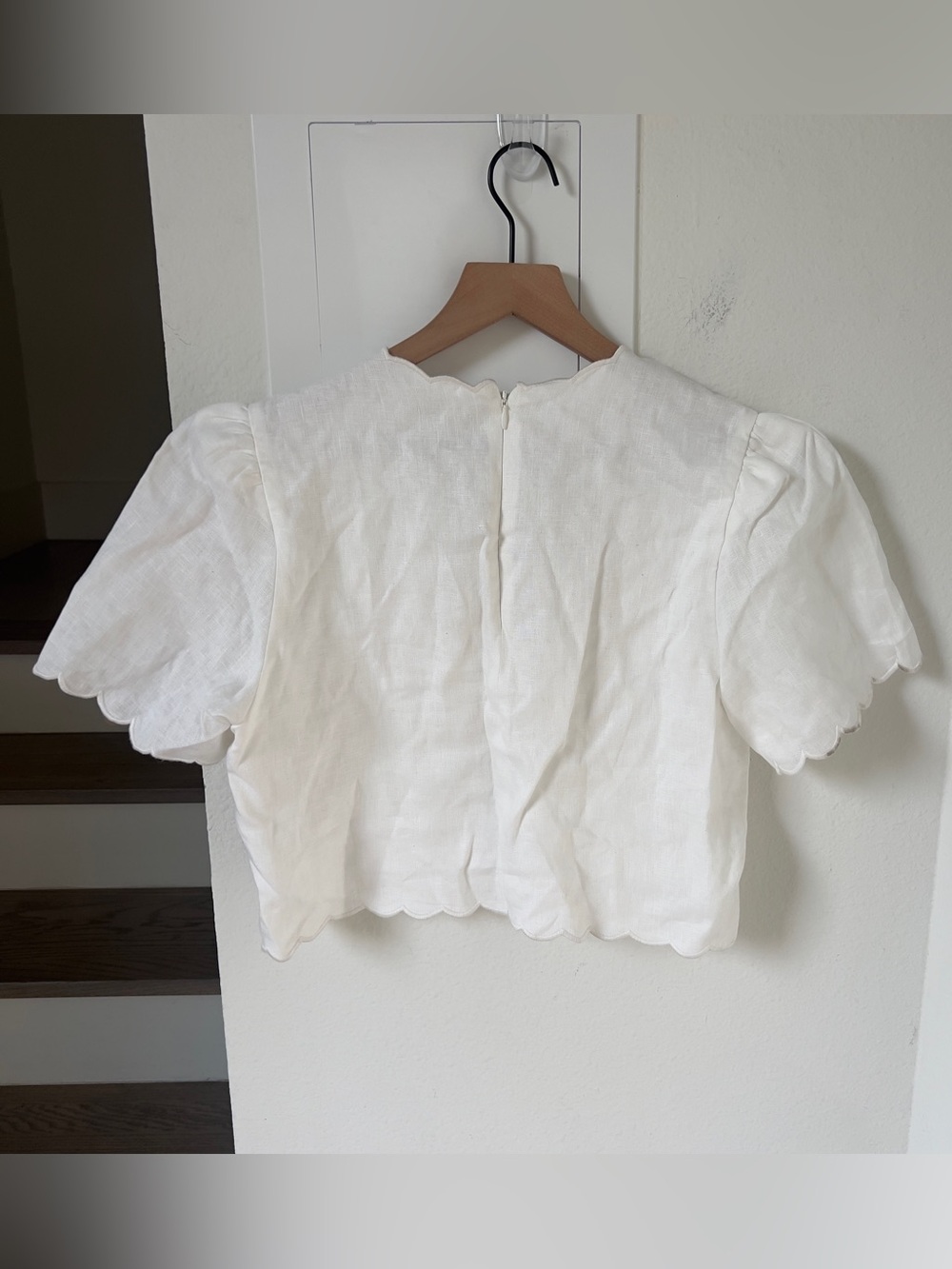 Farm Rio Off-White Roses Scallop Artisanal Top - Picture 5 of 7